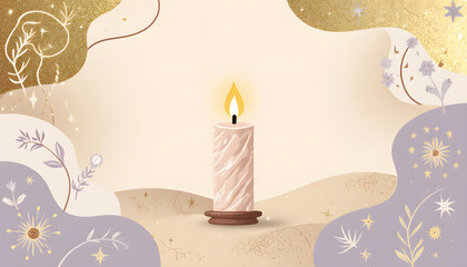 Candle symbolizing light and renewal in festive Easter design background  