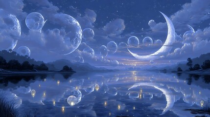 night landscape with clouds