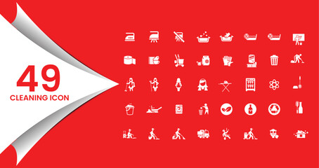 49 Essential Cleaning and Household Chores Icon Set