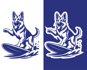 Cool Dog Riding a Surfboard Artwork