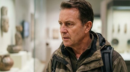 Tourist exploring exhibits in a museum during daytime in a city known for its art and history