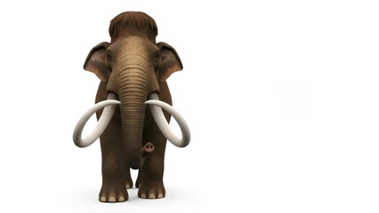 Woolly mammoth realistic illustration isolated on white background for paleontology and prehistoric science artwork