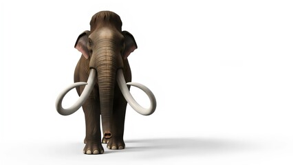 Realistic woolly mammoth isolated on white background for educational paleontology and evolution artwork concept