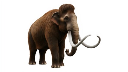 Realistic woolly mammoth isolated on white background for paleontology and evolution science artwork inspiration