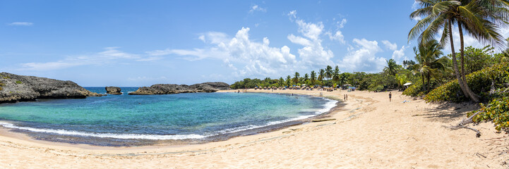 Mar Chiquita Beach vacation panorama at the Caribbean Sea in Manati, Puerto Rico