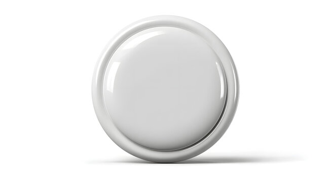 Button pin badge. White blank badge mockup. Realistic vector 3d pin button, no logos, no brands