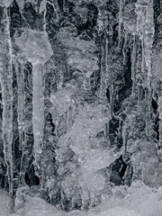 Ice Along a Flowing Winter Stream cold winter