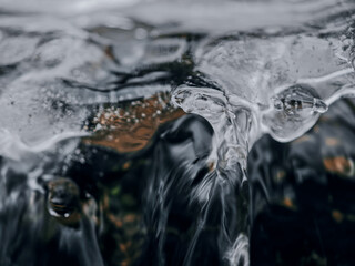 Ice Along a Flowing Winter Stream cold winter