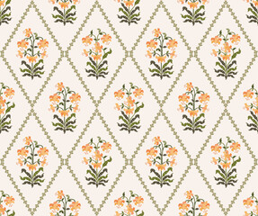 Vector Hand drawn colourful geometric flowers Motifs African boho paisley, seamless patterns with floral for fabric Ethnic Indian Pattern, textiles, clothing, wrapping paper, backdrop, banner.
