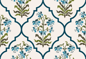 Vector Hand drawn colourful geometric flowers Motifs African boho paisley, seamless patterns with floral for fabric Ethnic Indian Pattern, textiles, clothing, wrapping paper, backdrop, banner.
