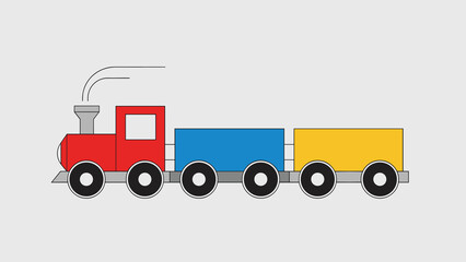 Fototapeta premium Colorful Toy Train Illustration on White Background Depicts Transportation, Childhood, and Playful Learning for Children's Education, Creative Storytelling, Graphic Design,