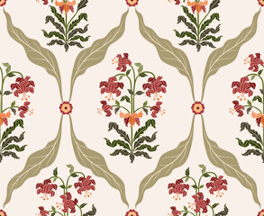 Vector Hand drawn colourful geometric flowers Motifs African boho paisley, seamless patterns with floral for fabric Ethnic Indian Pattern, textiles, clothing, wrapping paper, backdrop, banner.
