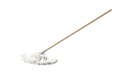White String Mop with Wooden Handle