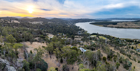 Sunset view and Tamar river, Tasmania