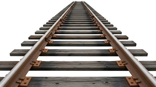 Realistic Railroad Tracks with Transparent Background
