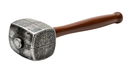 Vintage Metal Mallet with Wooden Handle