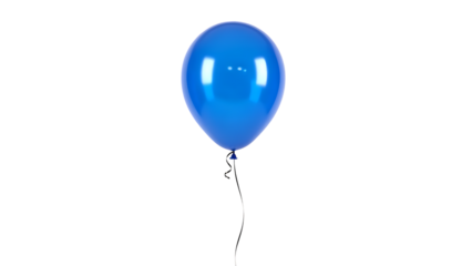 Shiny Blue Balloon on Transparent Background