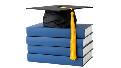 Graduation Cap and Books Symbol of Academic Achievement