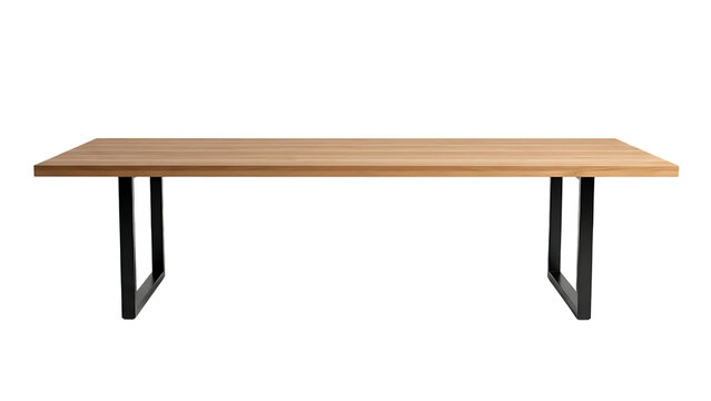 Modern Wooden Dining Table with Metal Legs on Transparent Background