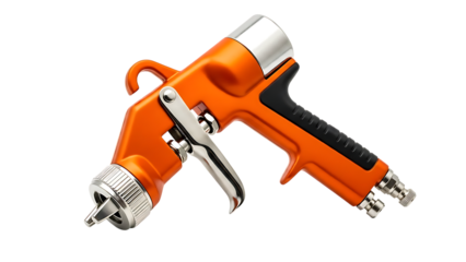 Professional Orange Paint Spray Gun with Transparent Background