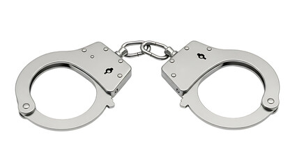 Realistic Metal Handcuffs on Transparent Background
