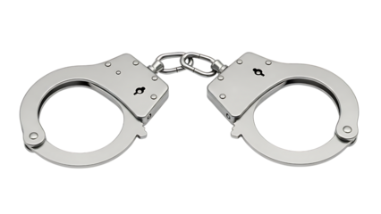Realistic Metal Handcuffs on Transparent Background