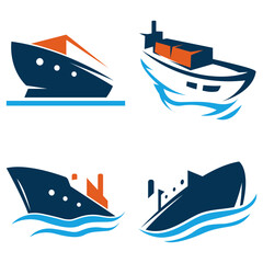 Cargo Ship Logo bundle template, for delivery business.