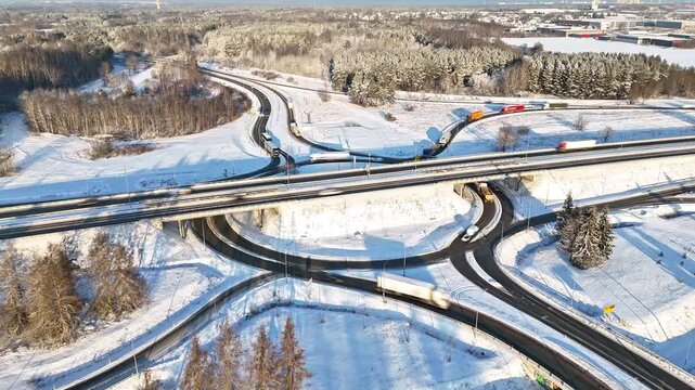 Winter Traffic Hyperlapse Video at V&auml;o Viaduct, Estonia