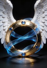 High-End Golden Winged Frame with Blue Accent Studio Photography