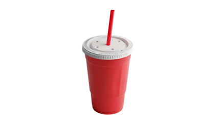 Red Plastic Cup with White Lid and Red Straw