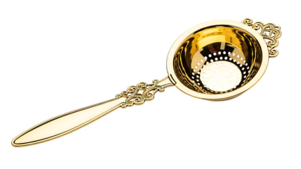 Elegant Golden Tea Strainer with Ornate Handle