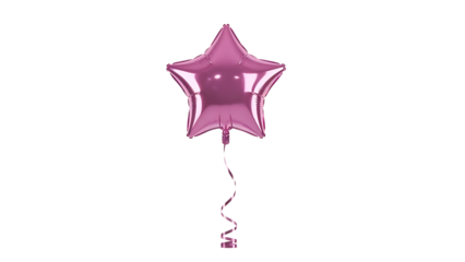 Pink Star Foil Balloon on Transparent Background