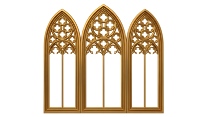 Ornate Golden Gothic Window Frames with Intricate Tracery