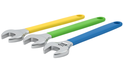 Collection of Colorful Adjustable Wrenches for Repair and Maintenance
