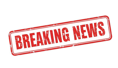 Breaking news red stamp on for editorial use