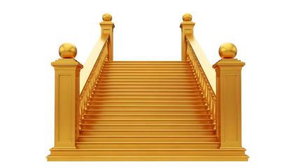 Golden Grand Staircase with Transparent Background