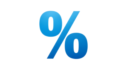 Blue Gradient Percentage Sign on Transparent Background