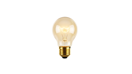 Glowing Light Bulb on Transparent Background