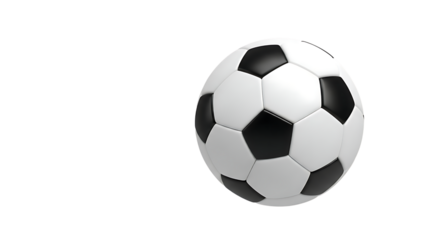 Realistic 3D Rendered Soccer Ball on Transparent Background