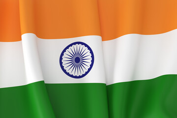Flag of India with Ashoka Chakra and tricolor bands.
