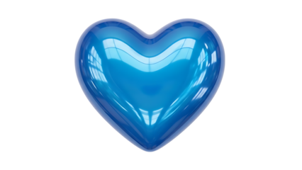 Shiny Blue 3D Heart with Glossy Finish