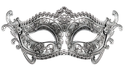 Ornate Silver Masquerade Mask with Intricate Details