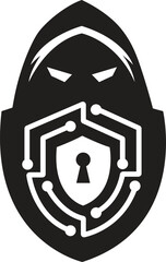 cyber security icon, Advanced Cyber Security Protection Shield Vector Icon Illustration