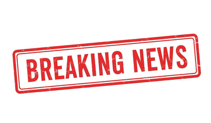 Breaking news red stamp on for journalism and media