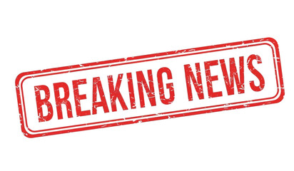 Breaking news stamp with red color on for urgent announcement