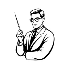 Teacher holding a pointer representing education, knowledge sharing, guidance, and the role of mentorship in learning.