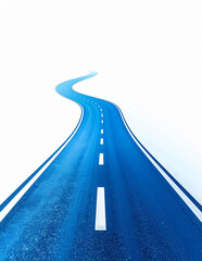 Vertical view of a blue road leading into a bright horizon, representing future vision, success, direction and new beginnings with clean copy space.