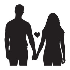 Romantic Couple Holding Hands Silhouette Icon