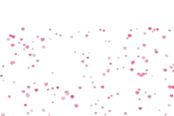 Pink hearts falling against a transparent background for romantic or festive design