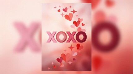 Pink paper cut xoxo love background with hearts, romantic valentine day greeting card, 3d typography banner, soft red gradient pastel wallpaper, trendy festive abstract texture.